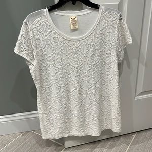 White lace front blouse